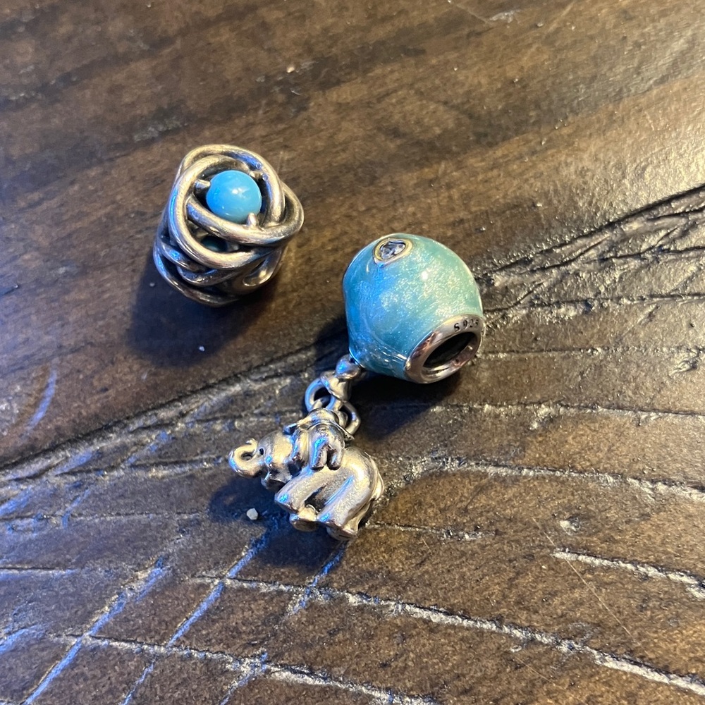 Pandora Silver and Turquoise Charm Set